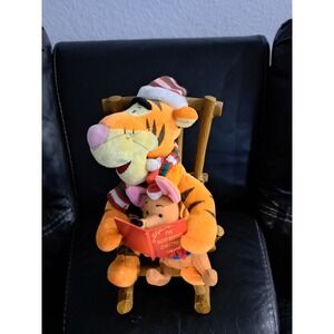 ANIMATED CHRISTMAS TIGGER & Winnie The Pooh IN ROCKER STORY TELLING Plush Disney